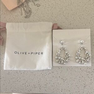 Olive + Piper Silver Pearl Drop Earrings